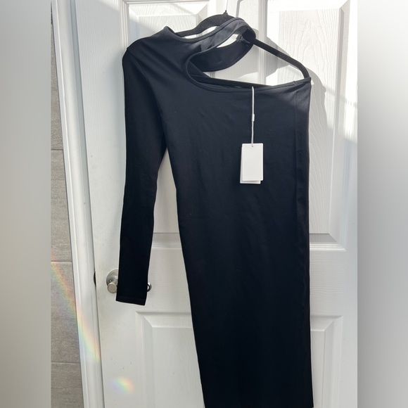 NWT HELMUT LANG Seamless Jersey Cutout Dress in Black - Picture 5 of 6